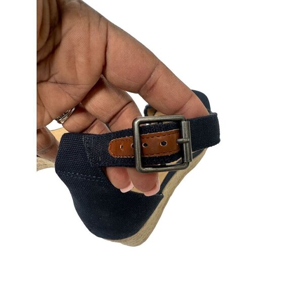 Lucky Brand Navy Blue Canvas Espadrille 3 Inch Wedge Sandals Size 9 - Picture 9 of 14